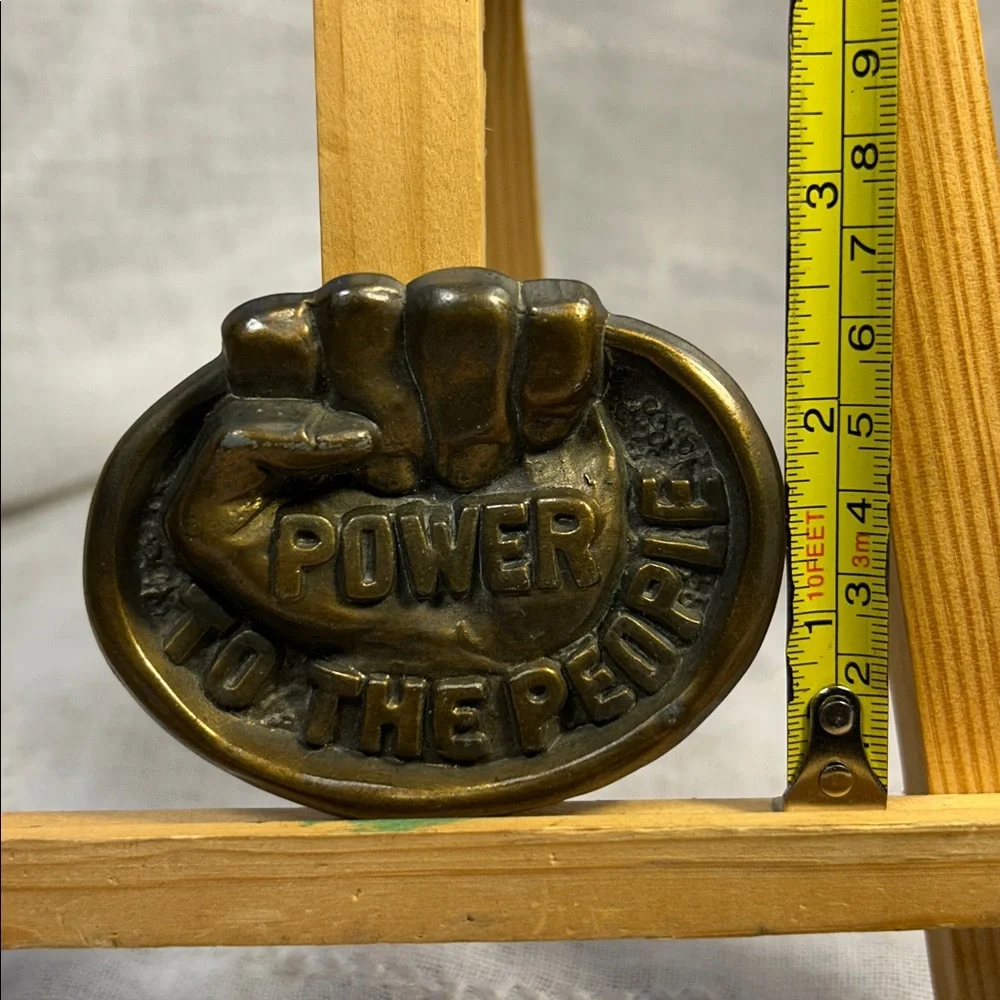 Extremely Rare sculptured Power to the People heavy belt buckle limited